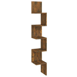 Vidaxl Wall Corner Shelf Smoked Oak 20X20X127.5 Cm Engineered Wood - thumbnail 2