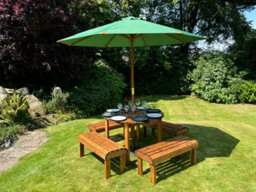 Charles Taylor Knights Garden 8 Seat Round Wooden Dining Table Bench Set Green - thumbnail 4