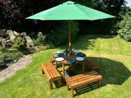 Charles Taylor Knights Garden 8 Seat Round Wooden Dining Table Bench Set Green - thumbnail 2