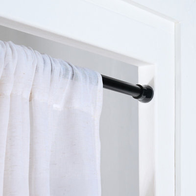 Ohs Shower Curtain Tension Pole Extendable Rod, Black - image 1