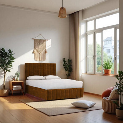 "Knight Sleep Paris Bed & Mattress, 2 Drawers Same Side & 24""headboard+12""footboard, Mocca Plush 2Ft6 - Small Single"