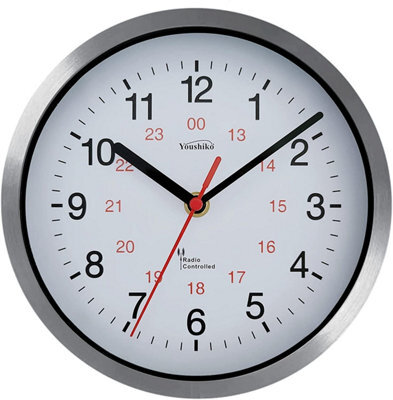 Youshiko Radio Controlled Wall Clock Premium Quality, Silver Bold Classic Design, Easy Read. - image 1