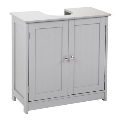 Taylor & Brown Under Sink Bathroom Cabinet Storage Cupboard Organiser Free Standing Wooden Storage Unit Basin With Shelf, Grey - image 1