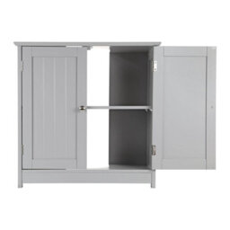 Taylor & Brown Under Sink Bathroom Cabinet Storage Cupboard Organiser Free Standing Wooden Storage Unit Basin With Shelf, Grey - thumbnail 6