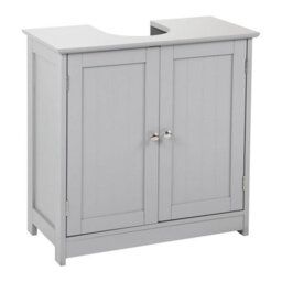 Taylor & Brown Under Sink Bathroom Cabinet Storage Cupboard Organiser Free Standing Wooden Storage Unit Basin With Shelf, Grey - thumbnail 1