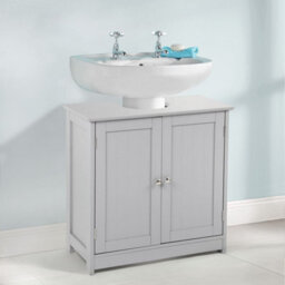 Taylor & Brown Under Sink Bathroom Cabinet Storage Cupboard Organiser Free Standing Wooden Storage Unit Basin With Shelf, Grey - thumbnail 7