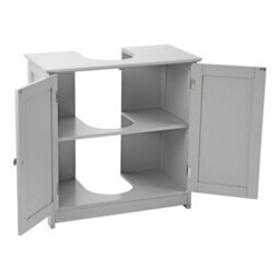 Taylor & Brown Under Sink Bathroom Cabinet Storage Cupboard Organiser Free Standing Wooden Storage Unit Basin With Shelf, Grey - thumbnail 2