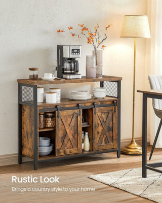 LEDREM Sideboard, Kitchen Cabinet, Storage Cupboard, With 2 Sliding Barn Doors, 33 X 100 X 80 Cm, Adjustable Shelves - image 1