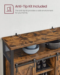 LEDREM Sideboard, Kitchen Cabinet, Storage Cupboard, With 2 Sliding Barn Doors, 33 X 100 X 80 Cm, Adjustable Shelves - thumbnail 8