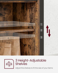 LEDREM Sideboard, Kitchen Cabinet, Storage Cupboard, With 2 Sliding Barn Doors, 33 X 100 X 80 Cm, Adjustable Shelves - thumbnail 6