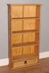 Multi-Purpose Wooden Bookcase , 4 Shelves And Drawer For Dvds, Books And Home Decor - thumbnail 4