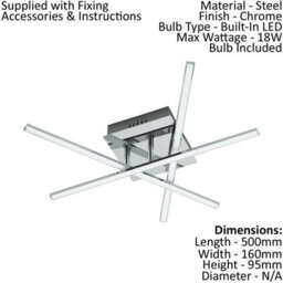 Elegant Flush Ceiling Light With Chrome Finish And Led Bulb - 18W Warm White Light Included - thumbnail 2