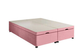 Adore Designs Plush Velvet Ottoman Storage Bed Base - End-Lift - 4Ft Small Double - Pink - thumbnail 1