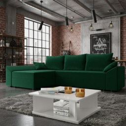 Dante L Modern Corner Sofa Bed Universal L Shape Couch With Guest Sleep Function Storage Durable Fabric Green