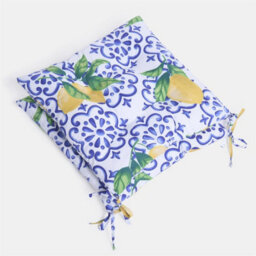 OHS Seat Pads 2 Garden Chairs Cover Ties Lemons Outdoor Cushions - thumbnail 6