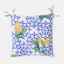 OHS Seat Pads 2 Garden Chairs Cover Ties Lemons Outdoor Cushions - thumbnail 4