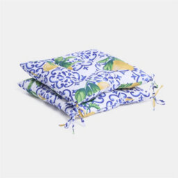 OHS Seat Pads 2 Garden Chairs Cover Ties Lemons Outdoor Cushions - thumbnail 5