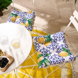 OHS Seat Pads 2 Garden Chairs Cover Ties Lemons Outdoor Cushions