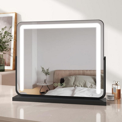 Emke Hollywood Makeup Mirror With Lights, Tabletop Mirror With Dimmable, Touch, 360 Rotation, 60 X 52Cm, Black - image 1