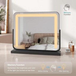Emke Hollywood Makeup Mirror With Lights, Tabletop Mirror With Dimmable, Touch, 360 Rotation, 60 X 52Cm, Black - thumbnail 5