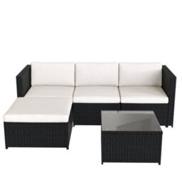 MCC Direct Rattan Furniture Corner Sofa L Shaped Seating And Table Patio Garden Set Rupert Black - thumbnail 2