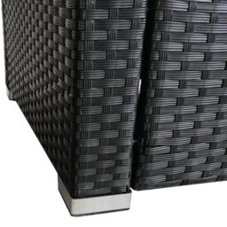 MCC Direct Rattan Furniture Corner Sofa L Shaped Seating And Table Patio Garden Set Rupert Black - thumbnail 3
