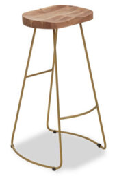 Orsina Modern Acacia Wood Bar Stool For Home Bar, Elegant Counter Seat With Iron Footrest, Wooden Kitchen Bar Stool - thumbnail 2