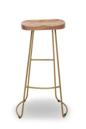 Orsina Modern Acacia Wood Bar Stool For Home Bar, Elegant Counter Seat With Iron Footrest, Wooden Kitchen Bar Stool