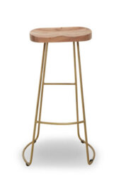 Orsina Modern Acacia Wood Bar Stool For Home Bar, Elegant Counter Seat With Iron Footrest, Wooden Kitchen Bar Stool - thumbnail 6