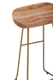 Orsina Modern Acacia Wood Bar Stool For Home Bar, Elegant Counter Seat With Iron Footrest, Wooden Kitchen Bar Stool - thumbnail 5