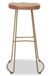 Orsina Modern Acacia Wood Bar Stool For Home Bar, Elegant Counter Seat With Iron Footrest, Wooden Kitchen Bar Stool - thumbnail 4