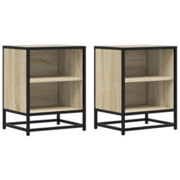Berkfield Bedside Cabinets 2 Pcs Sonoma Oak 40X31X50 Cm Engineered Wood And Metal - thumbnail 2