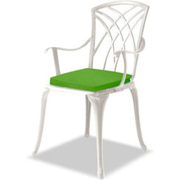 Centurion Supports Oshowa White Garden/patio Table And 4 Large Chairs Cast Aluminium Bistro Set - With Green Cushions - thumbnail 2