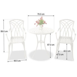 Centurion Supports Oshowa White Garden/patio Table And 4 Large Chairs Cast Aluminium Bistro Set - With Green Cushions - thumbnail 6