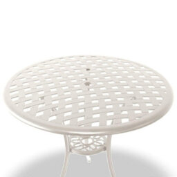 Centurion Supports Oshowa White Garden/patio Table And 4 Large Chairs Cast Aluminium Bistro Set - With Green Cushions - thumbnail 4