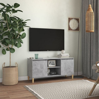 Walplus Tv Cabinet With Solid Wood Legs Concrete Grey 103.5X35X50 Cm - image 1