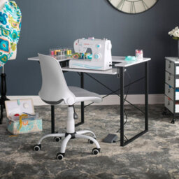 Sewing Online Hydraulic Folding Sewing/ Office Chair-White & Grey - thumbnail 4
