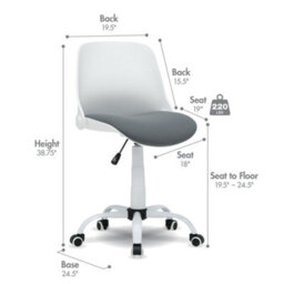 Sewing Online Hydraulic Folding Sewing/ Office Chair-White & Grey - thumbnail 6