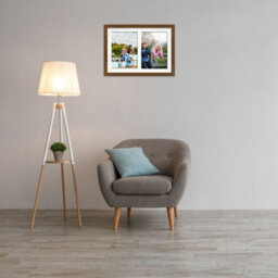 AK Frames 20X14 Dark Oak Modern Multi Photo Frame With White Mount - Holds 2 Apertures (2X) A4 Photos - thumbnail 3