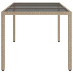 Berkfield Garden Table 150X90X75 Cm Tempered Glass And Poly Rattan Beige - thumbnail 4