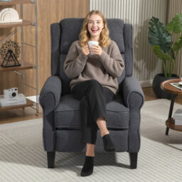Homcom Recliner Armchair, Fabric Recliner Chair, Charcoal Grey - thumbnail 8