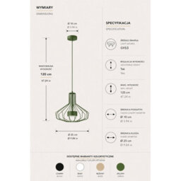 Luminosa Lighting Luminosa Axia Wire Frame Pendant Ceiling Light Green 1X Gx53 - thumbnail 4