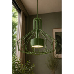 Luminosa Lighting Luminosa Axia Wire Frame Pendant Ceiling Light Green 1X Gx53 - thumbnail 3