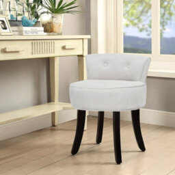 Living And Home Light Grey Velvet Lowback Dressing Table Stool With Black Rubberwood Legs - thumbnail 1