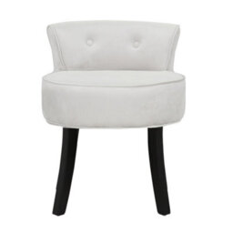 Living And Home Light Grey Velvet Lowback Dressing Table Stool With Black Rubberwood Legs - thumbnail 2