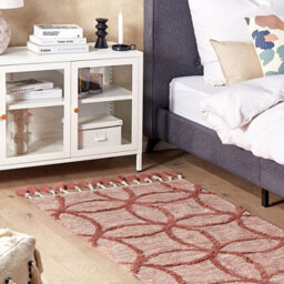 Wyld And Coco Hand-Tufted Cotton Area Rug 80 X 150 Cm - Red Geometric Boho, Low Pile - thumbnail 2