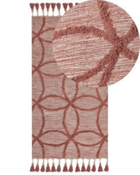 Wyld And Coco Hand-Tufted Cotton Area Rug 80 X 150 Cm - Red Geometric Boho, Low Pile - thumbnail 3