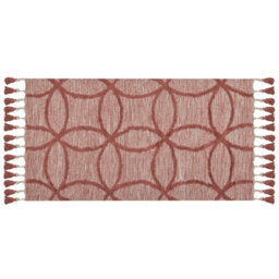 Wyld And Coco Hand-Tufted Cotton Area Rug 80 X 150 Cm - Red Geometric Boho, Low Pile - thumbnail 1