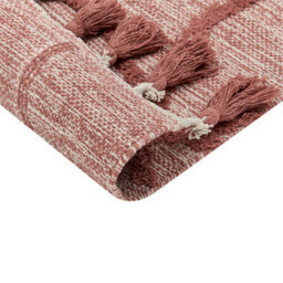 Wyld And Coco Hand-Tufted Cotton Area Rug 80 X 150 Cm - Red Geometric Boho, Low Pile - thumbnail 6