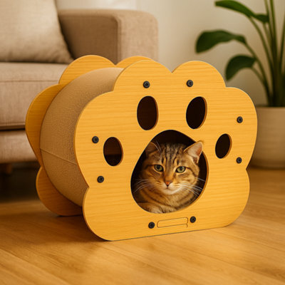 GardenSkill Cat Scratcher House, Bed And Hideaway - Cute 3-In-1 Kitten Cave Lounger With Corrugated Cardboard Scratching Mat For Healthy Claws - image 1